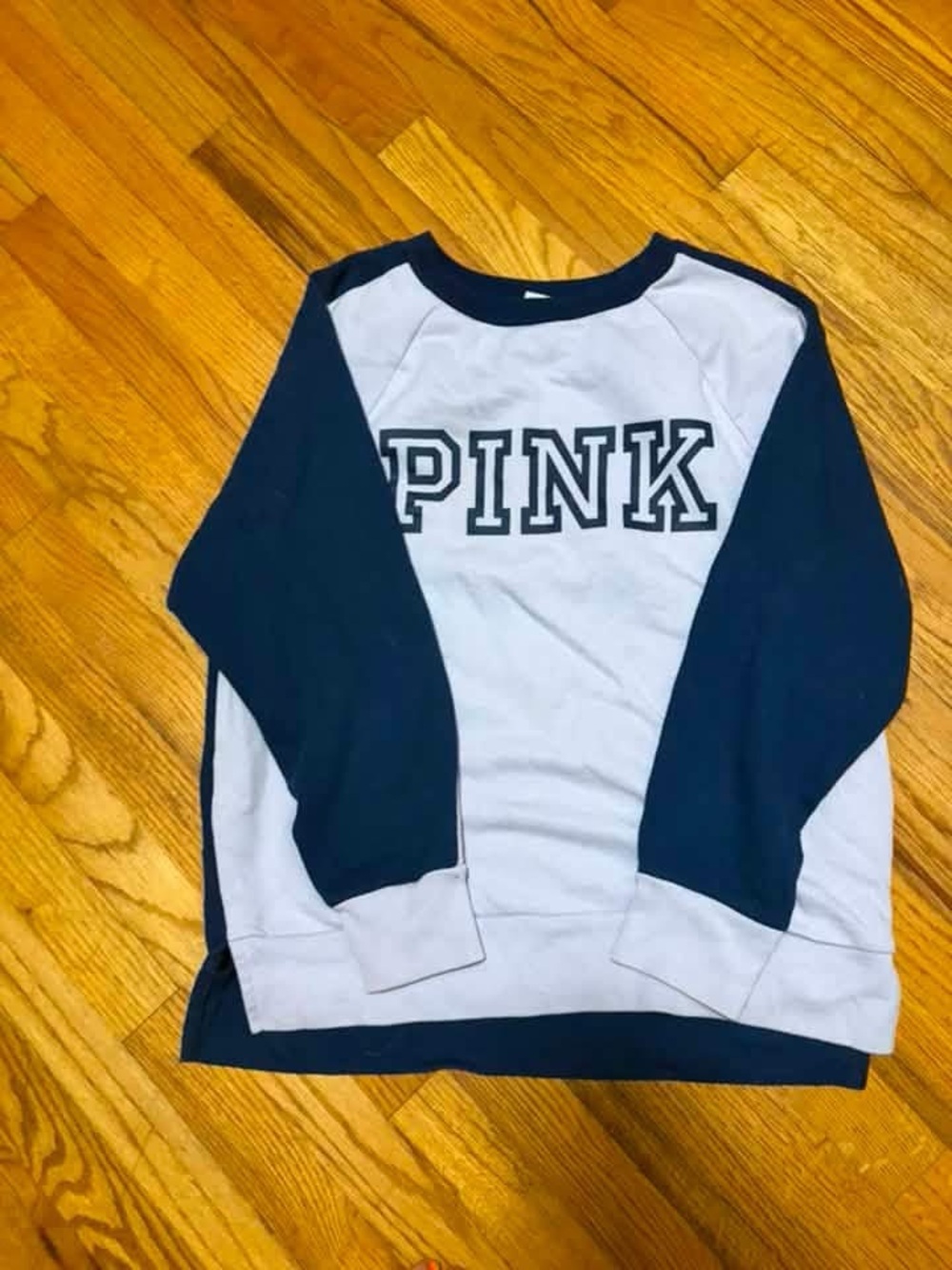PINK Victoria's Secret Navy and Light Gray Crewneck Sweatshirt